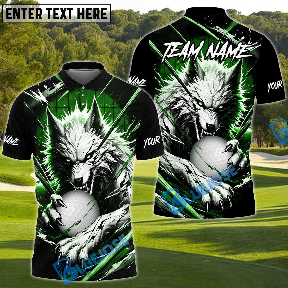 BlueJose Golf Bloody Wolf Personalized Name, Team Name 3D Shirt (4 Colors)