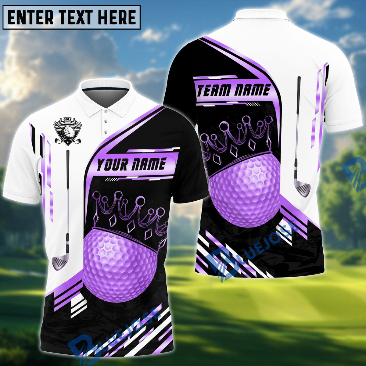 BlueJose Golf Champion Golden Personalized Name, Team Name 3D Shirt (6 Colors)