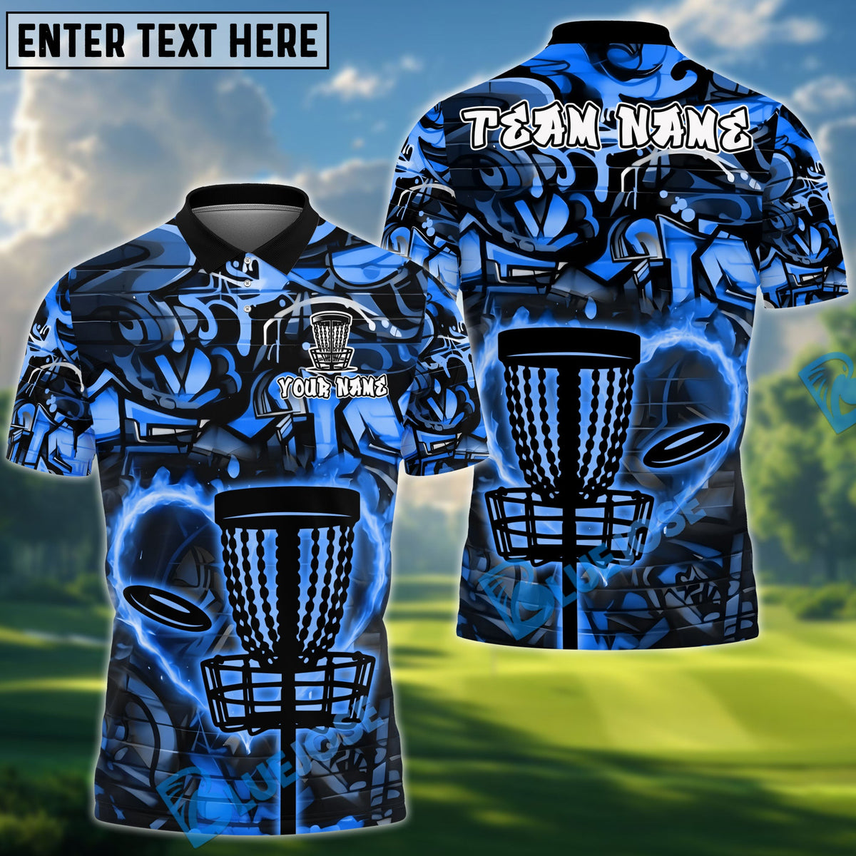 BlueJose Disc Golf Street Attitude Graffiti Pattern Personalized Name, Team Name 3D Shirt (4 Colors)