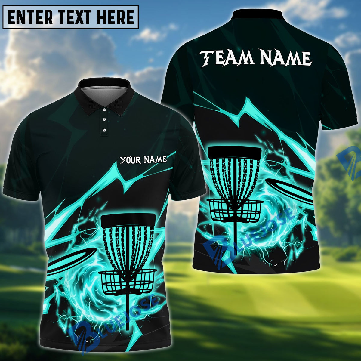 BlueJose Disc Golf Thunder Strike Down Personalized Name, Team Name 3D Shirt (6 Colors)