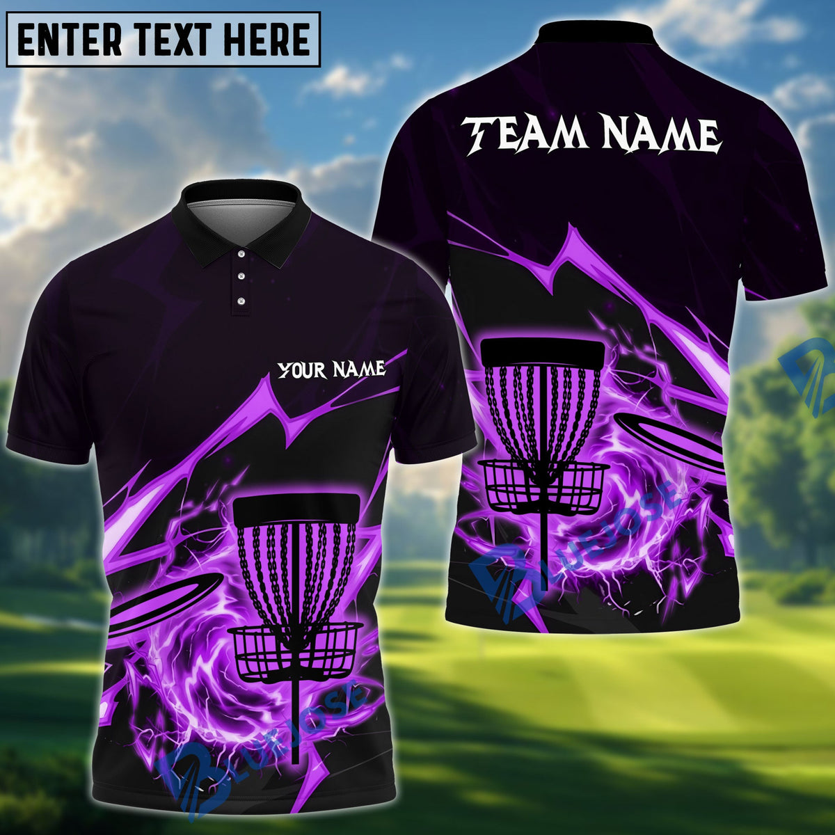 BlueJose Disc Golf Thunder Strike Down Personalized Name, Team Name 3D Shirt (6 Colors)