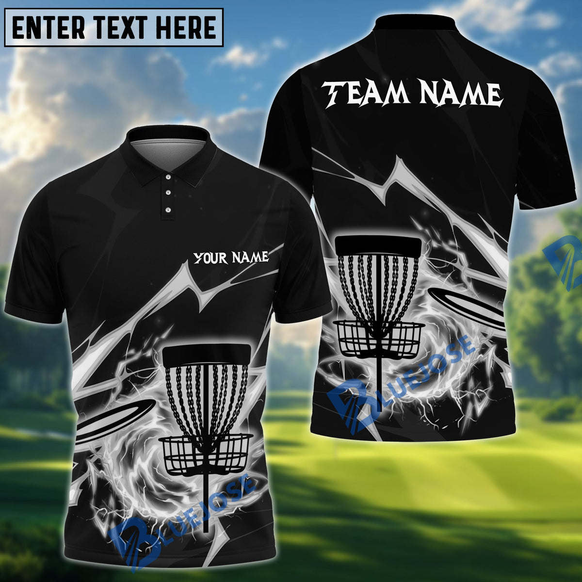 BlueJose Disc Golf Thunder Strike Down Personalized Name, Team Name 3D Shirt (6 Colors)
