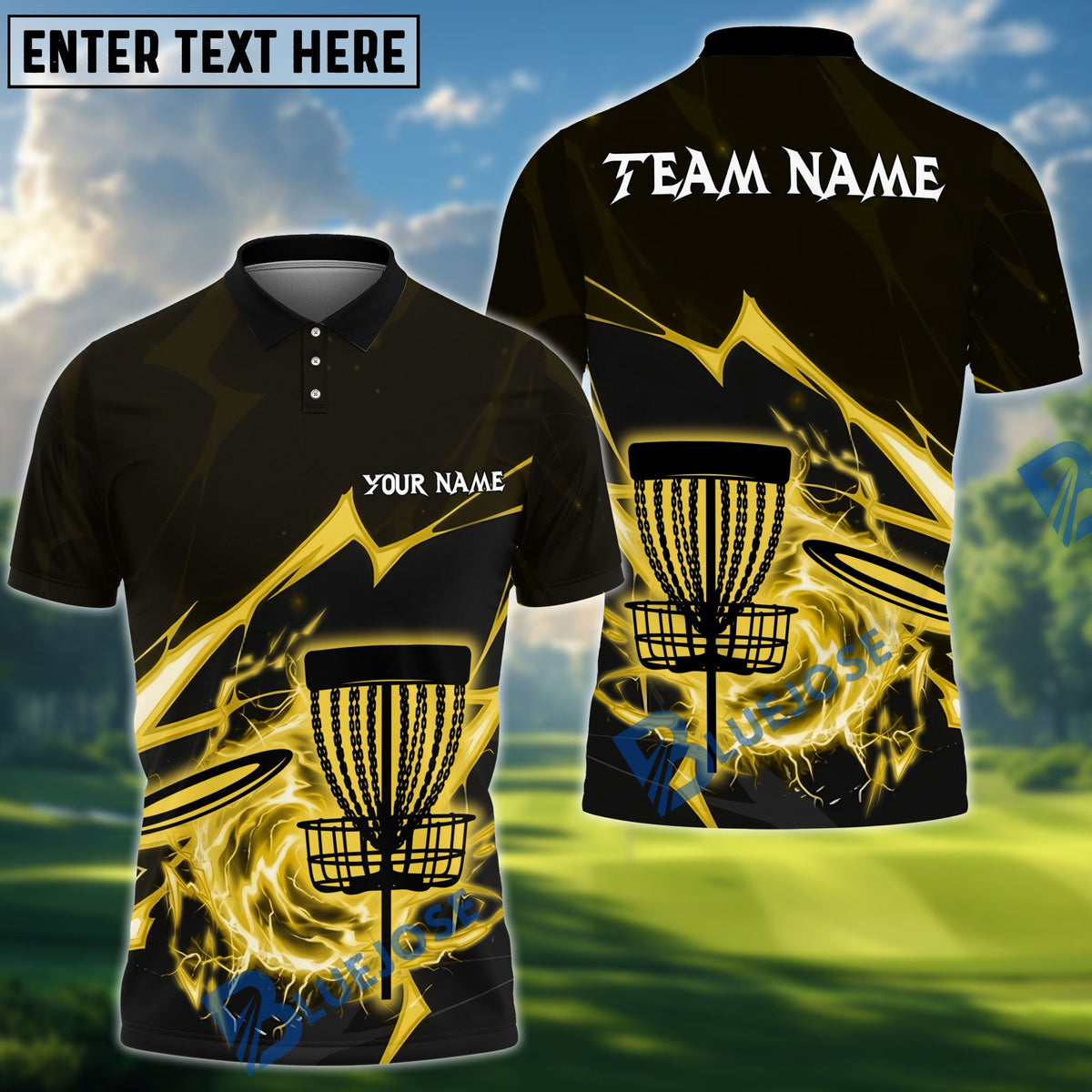 BlueJose Disc Golf Thunder Strike Down Personalized Name, Team Name 3D Shirt (6 Colors)