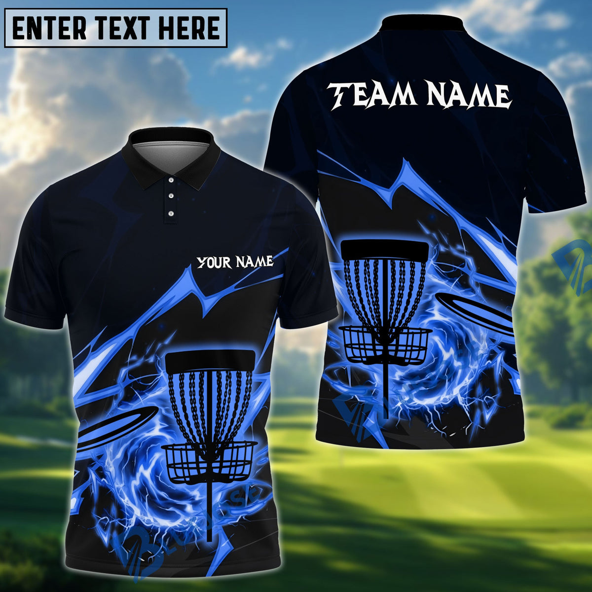 BlueJose Disc Golf Thunder Strike Down Personalized Name, Team Name 3D Shirt (6 Colors)