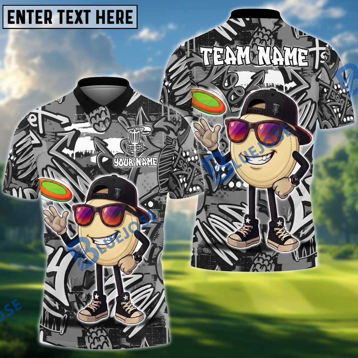 BlueJose Disc Golf Beer Crown Disc Tee Funny Bar Personalized Name, Team Name 3D Shirt (6 Colors)