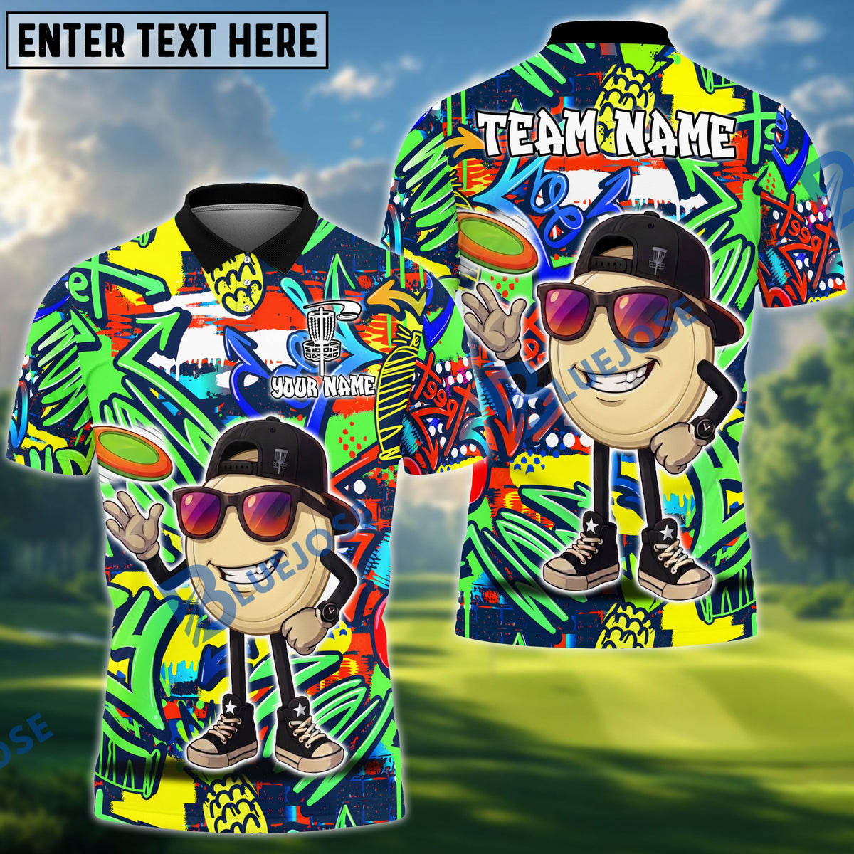 BlueJose Disc Golf Beer Crown Disc Tee Funny Bar Personalized Name, Team Name 3D Shirt (6 Colors)