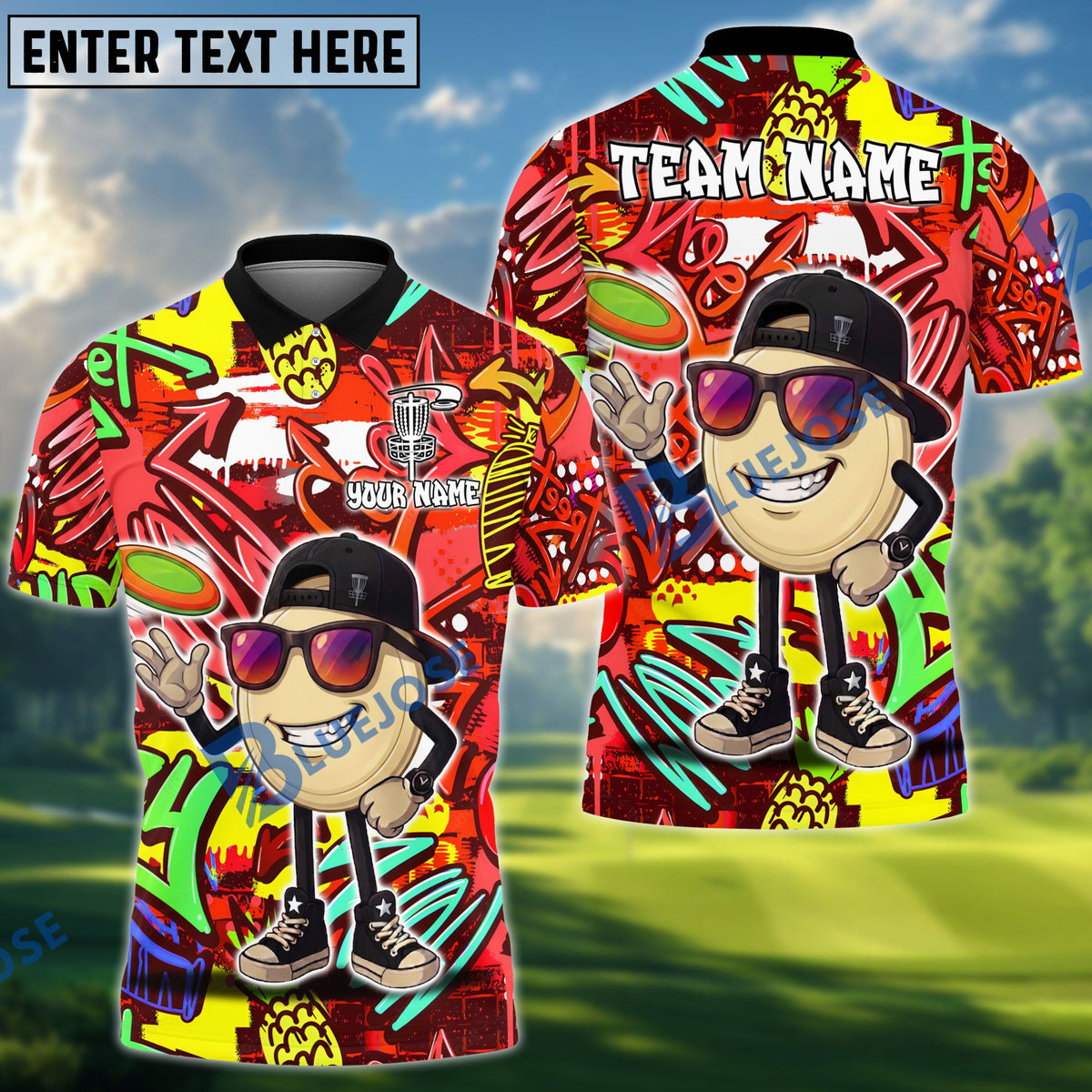 BlueJose Disc Golf Beer Crown Disc Tee Funny Bar Personalized Name, Team Name 3D Shirt (6 Colors)