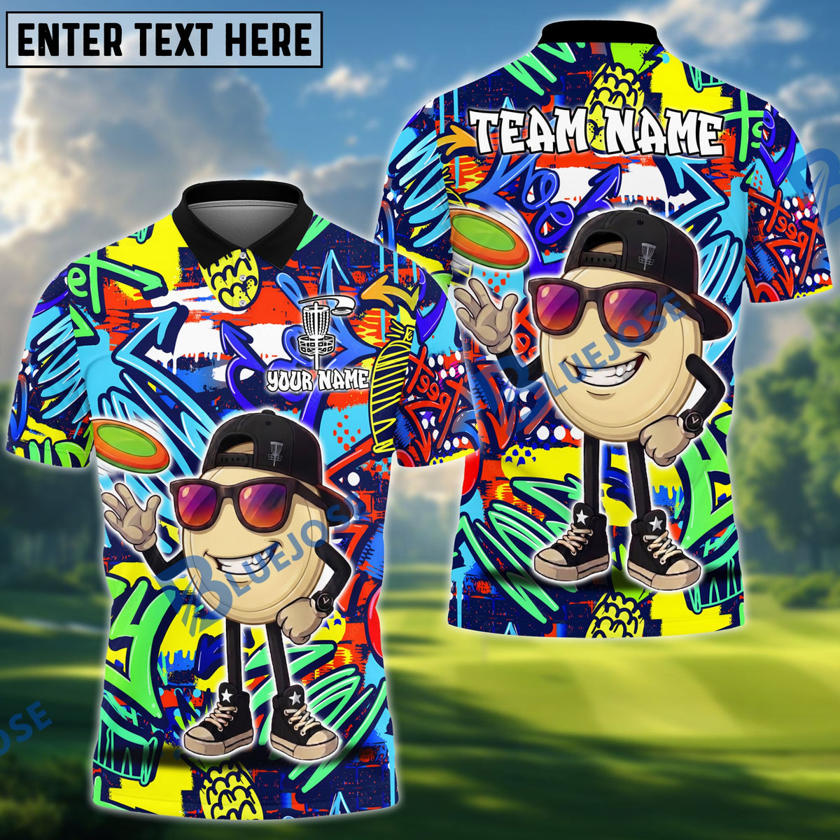BlueJose Disc Golf Beer Crown Disc Tee Funny Bar Personalized Name, Team Name 3D Shirt (6 Colors)