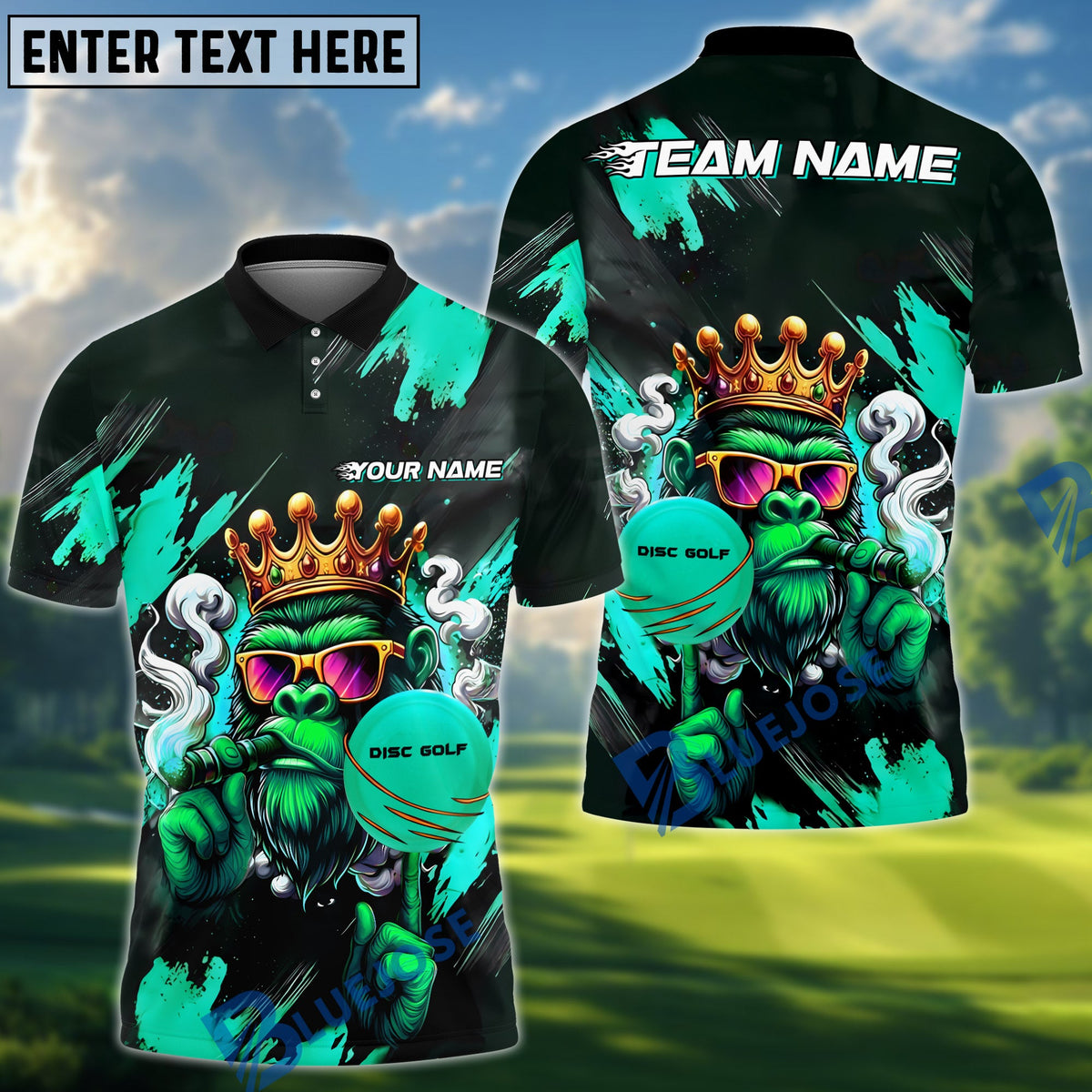 BlueJose Disc Golf King Ape Personalized Name, Team Name 3D Shirt (4 Colors)