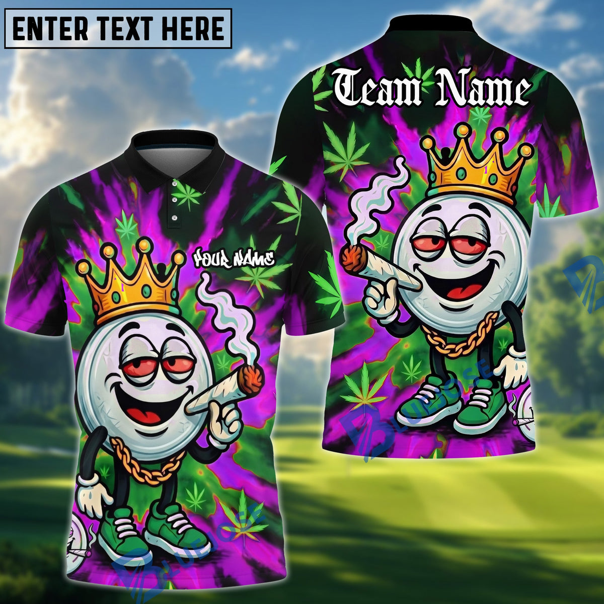BlueJose Disc Golf 420 King Smoking Disc Personalized Name, Team Name 3D Shirt (4 Colors)