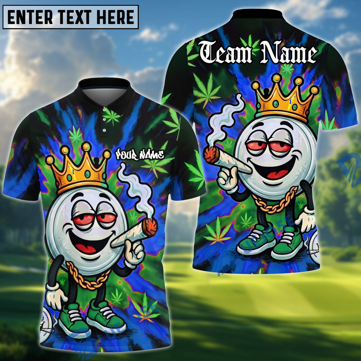 BlueJose Disc Golf 420 King Smoking Disc Personalized Name, Team Name 3D Shirt (4 Colors)