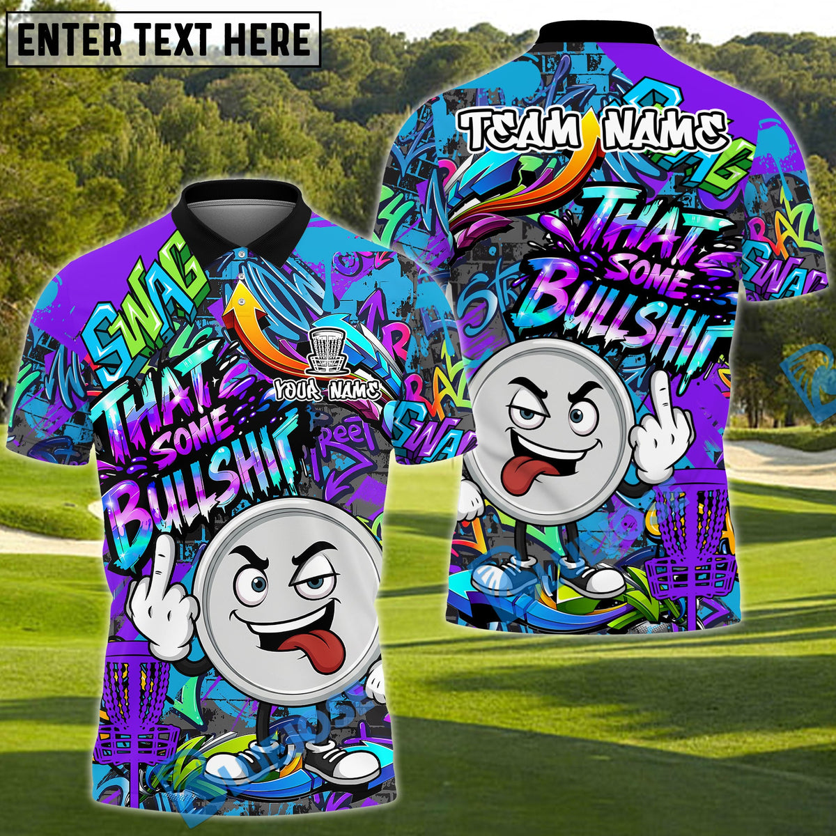BlueJose Disc Golf Funny Dartboard Cartoon Graffiti Style That's Some Bullshit Personalized Name, Team Name 3D Shirt (4 Colors)
