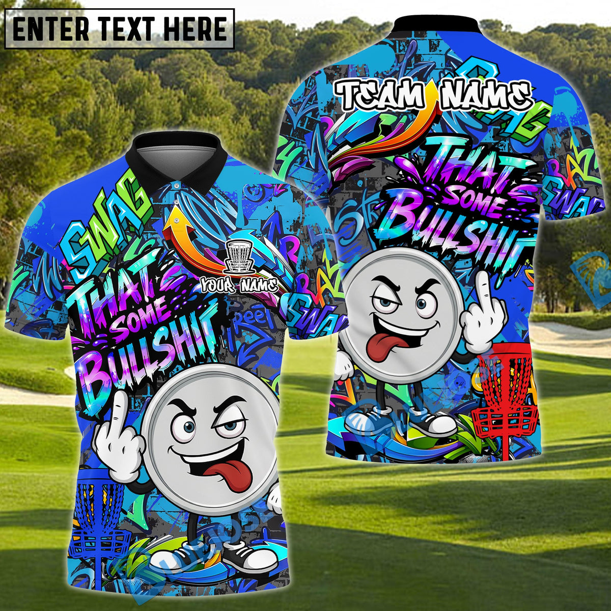 BlueJose Disc Golf Funny Dartboard Cartoon Graffiti Style That's Some Bullshit Personalized Name, Team Name 3D Shirt (4 Colors)