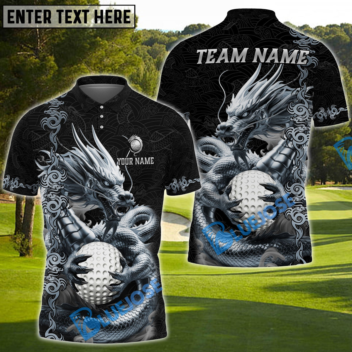 BlueJose Golf Golden Dragon Aura Personalized Name, Team Name 3D Shirt (6 Colors)