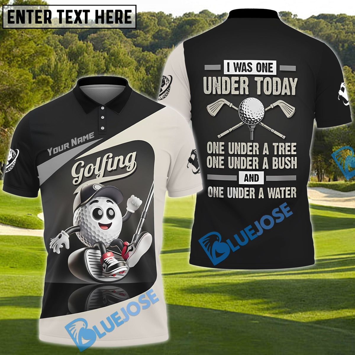 BlueJose I Was One Under Today Funny Golf Polo Shirt, Custom Name Golf 3D Shirts