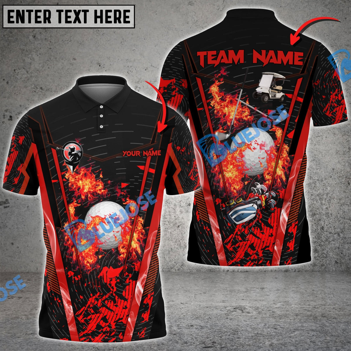 BlueJose Golf Abstract Grunge Texture Customized Name, Team Name 3D Shirts (6 Colors)