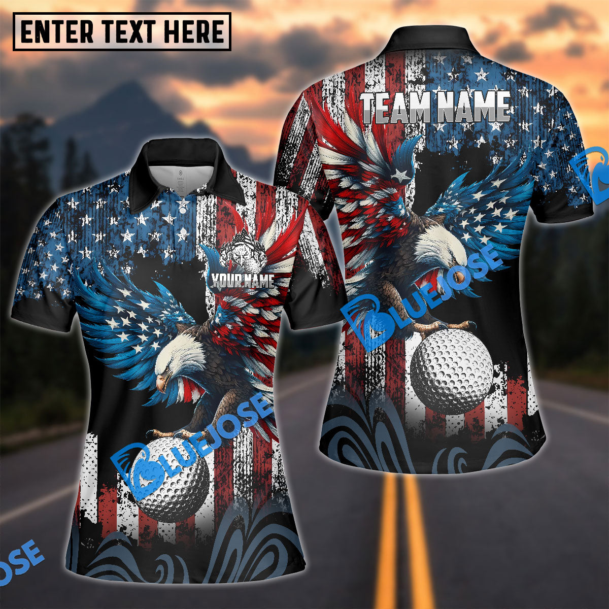 BlueJose Golf American Eagle Golf Power Custom Name & Team Name 3D Shirts