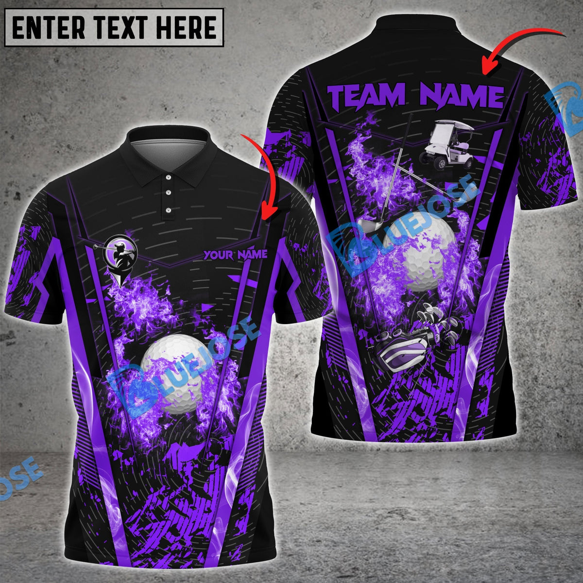 BlueJose Golf Abstract Grunge Texture Customized Name, Team Name 3D Shirts (6 Colors)