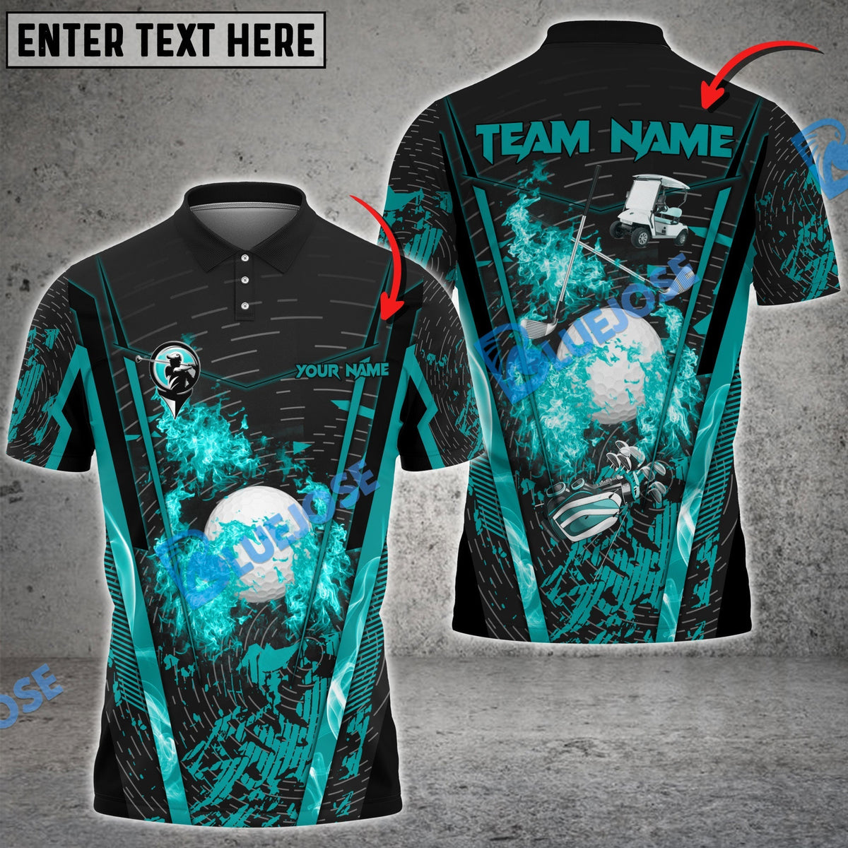 BlueJose Golf Abstract Grunge Texture Customized Name, Team Name 3D Shirts (6 Colors)