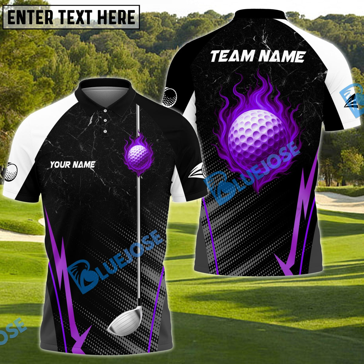 BlueJose Fireball Golf Customized Name, Team Name 3D Shirts (4 Colors)