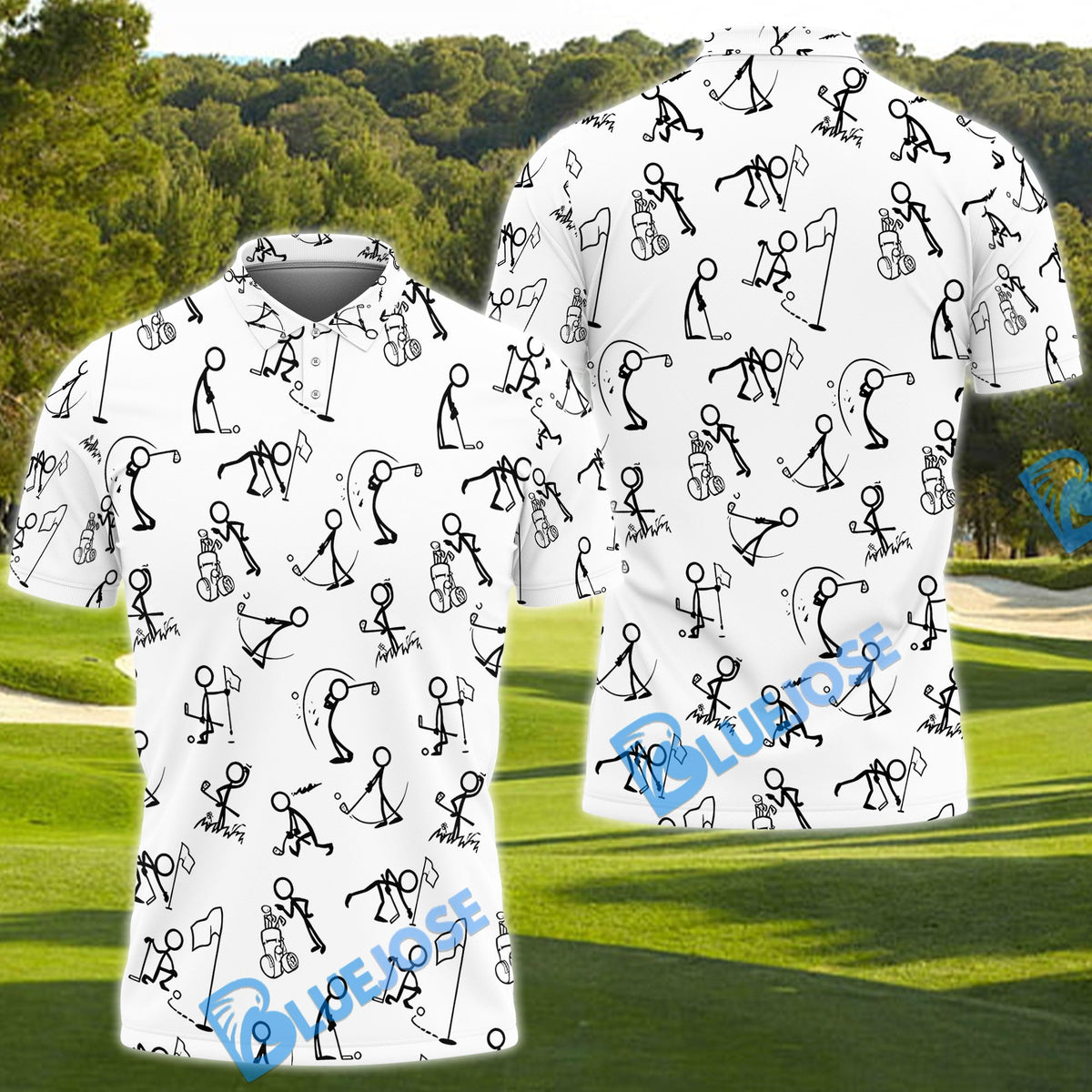 BlueJose Golf Funny Stickman Customized Name, Team Name 3D Shirt