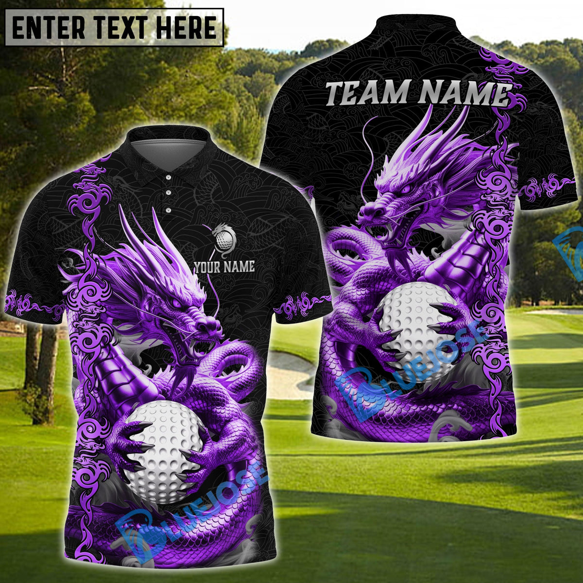 BlueJose Golf Golden Dragon Aura Personalized Name, Team Name 3D Shirt (6 Colors)