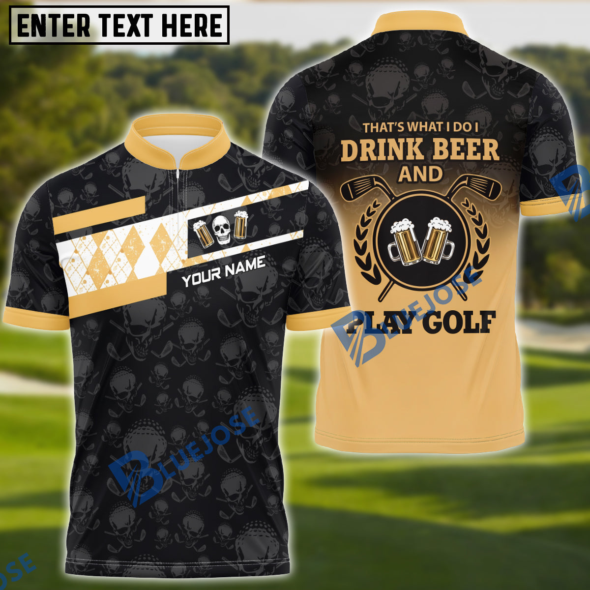 BlueJose I Drink Beer And Play Golf Funny Golf Shirt, Custom Name & Team Name 3D Shirts