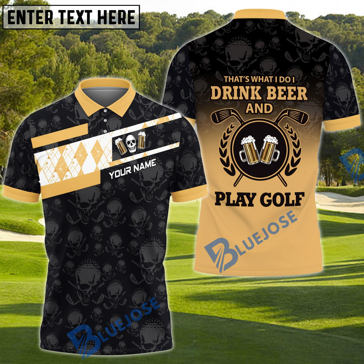BlueJose I Drink Beer And Play Golf Funny Golf Shirt, Custom Name & Team Name 3D Shirts