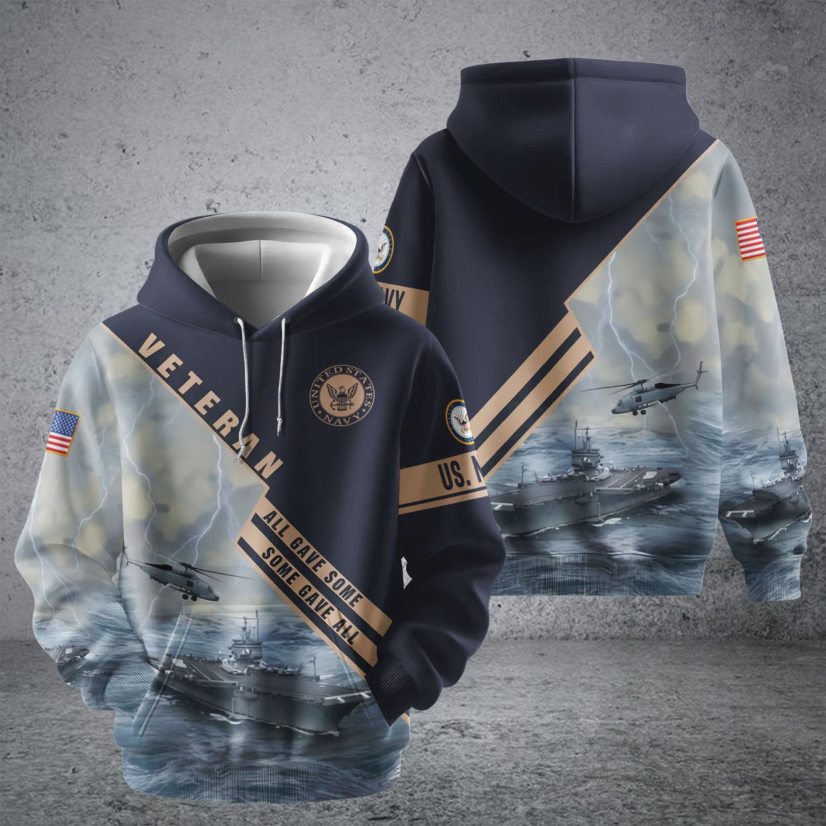 BJ Premium U.S. Navy Veteran Zip Hoodie