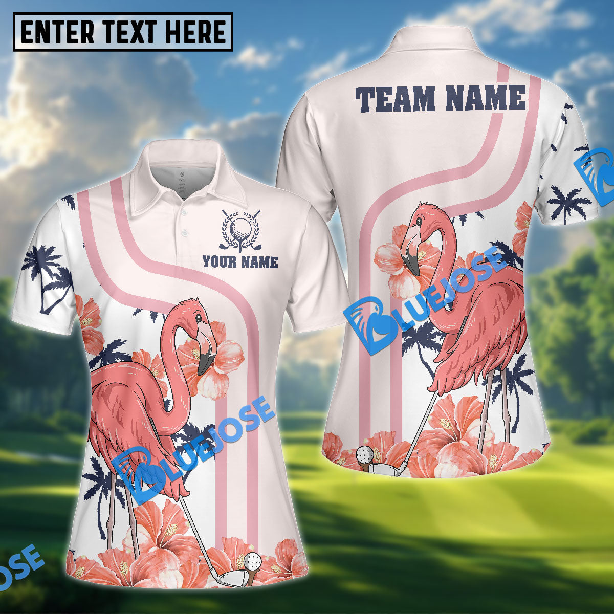 BlueJose Funny Bar & Golf Women Polo Shirt, Custom Name & Team Name 3D Shirt