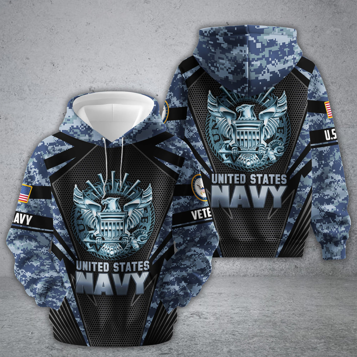 BJ Unique Camo Soldiers US Veteran Zip Hoodie