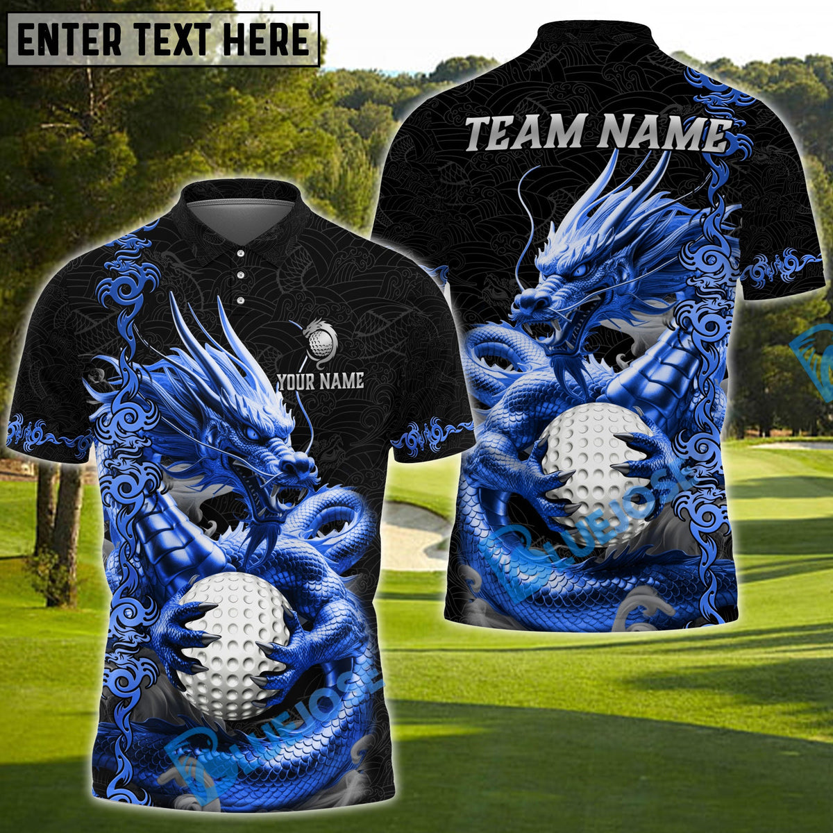 BlueJose Golf Golden Dragon Aura Personalized Name, Team Name 3D Shirt (6 Colors)