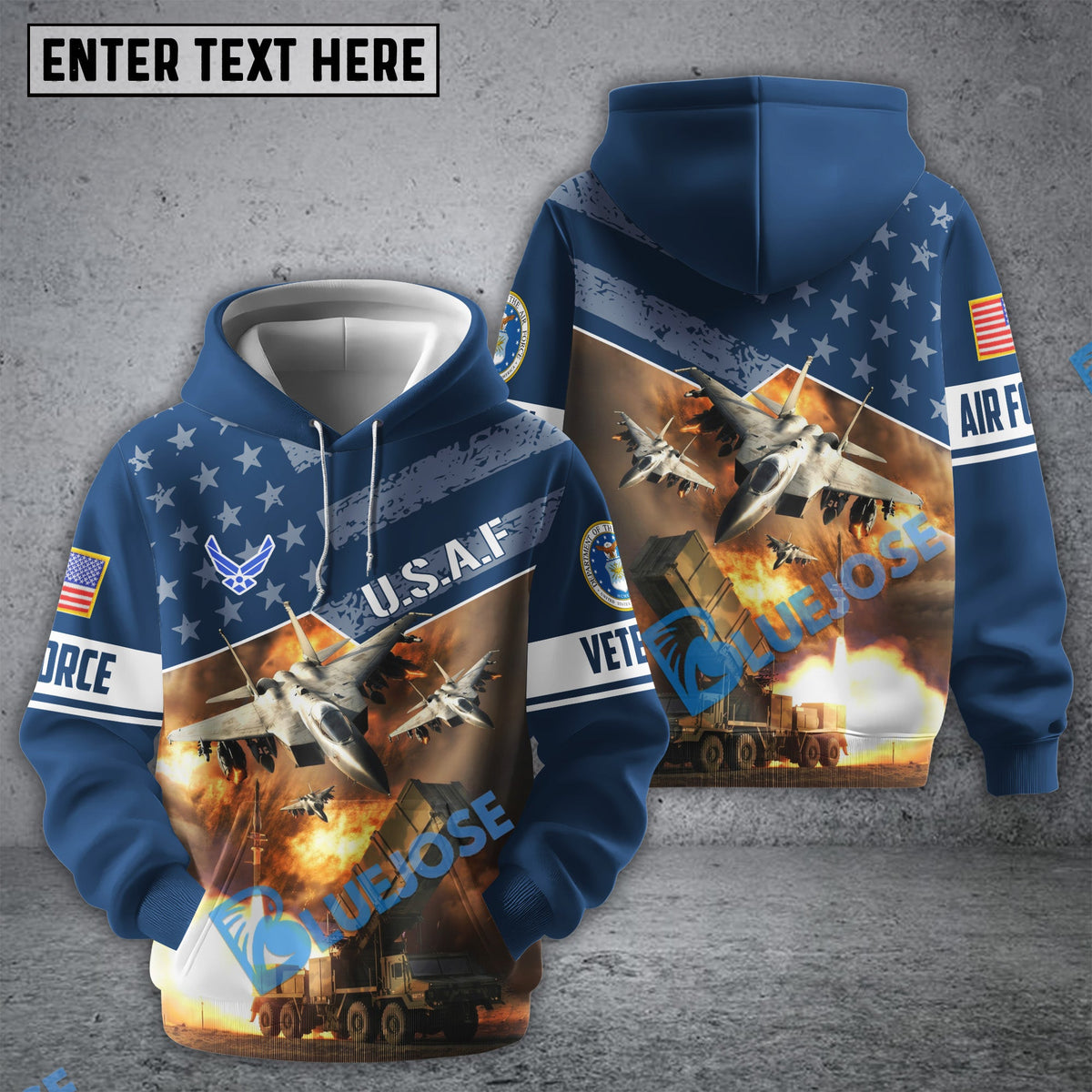 BJ Premium Multiple Military Services US Veteran Zip Hoodie