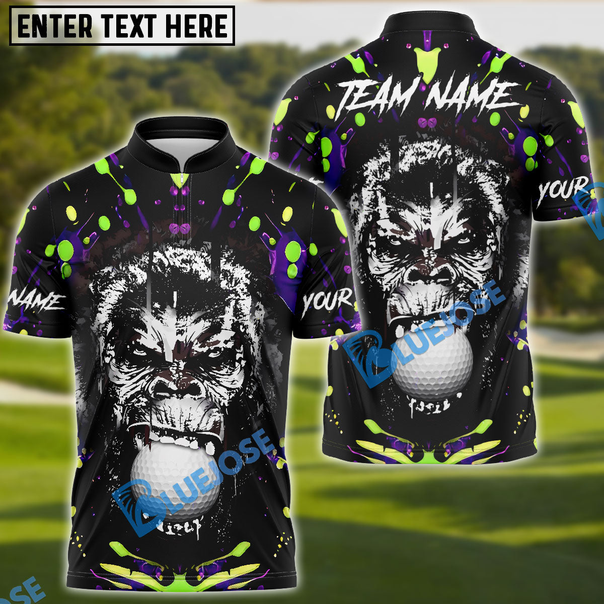 BlueJose Savage Gorilla Golf Polo Shirt Custom Name & Team Name 3D Shirts