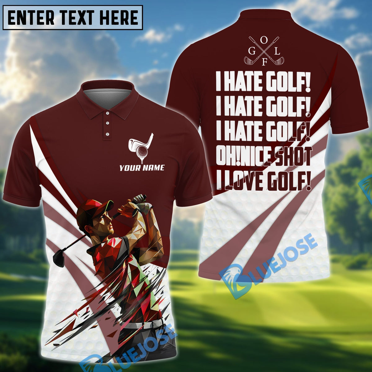 BlueJose Golf Funny I Hate Golf Customized Name, Team Name 3D Shirts (4 Colors)