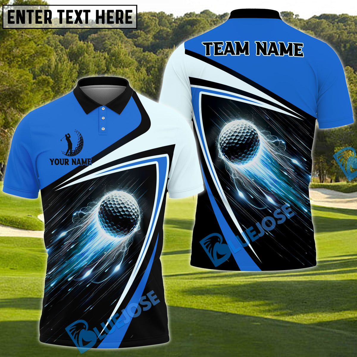 BlueJose Golf Fireball Customized Name, Team Name 3D Shirts (4 Colors)