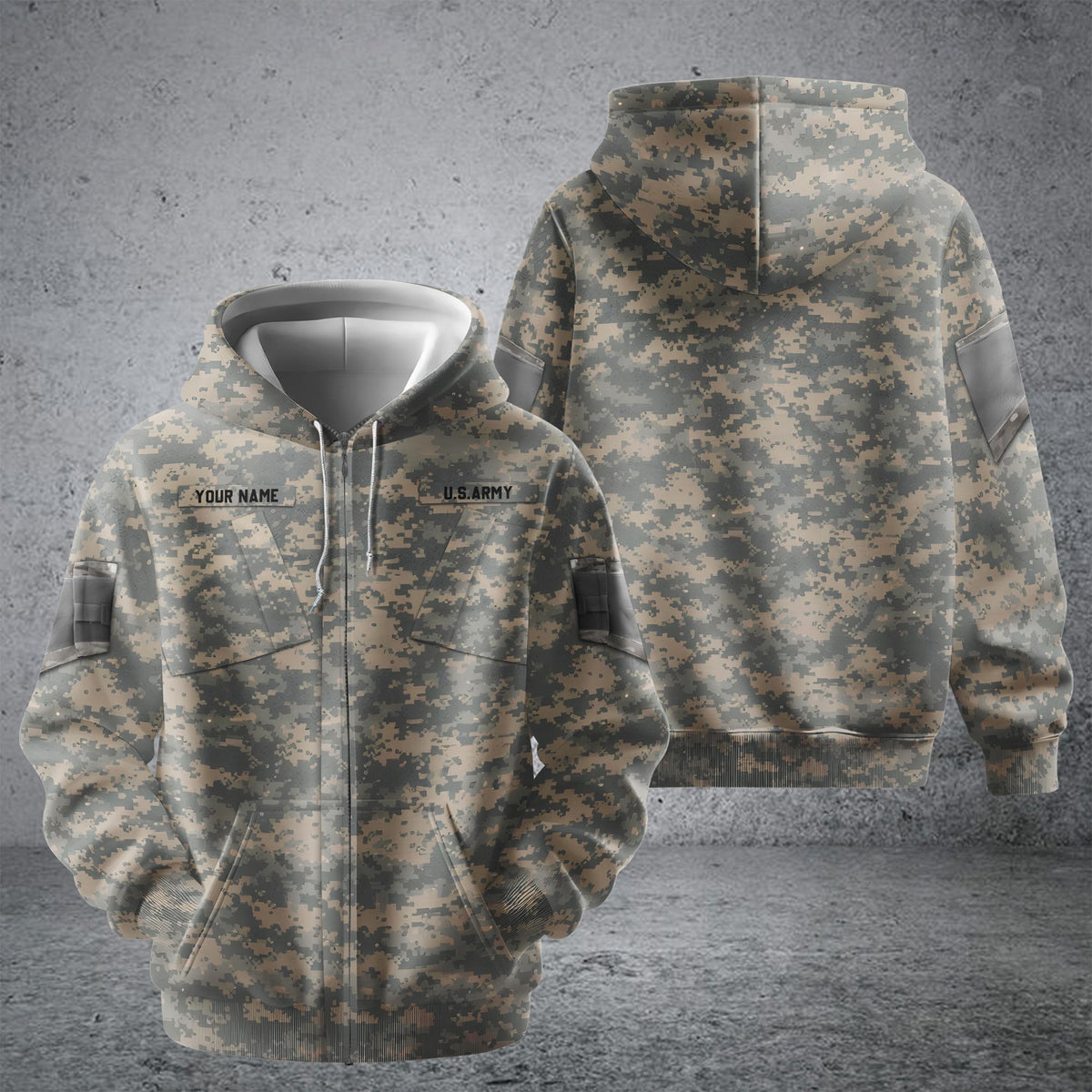 BJ Premium Personalised US Veteran Zip Hoodie Fleece