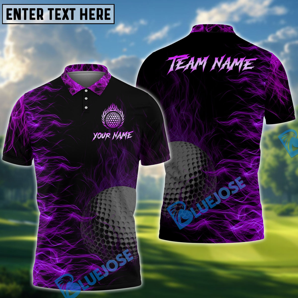 BlueJose  Golf Ball Fire Customized Name, Team Name 3D Shirts (4 Colors)