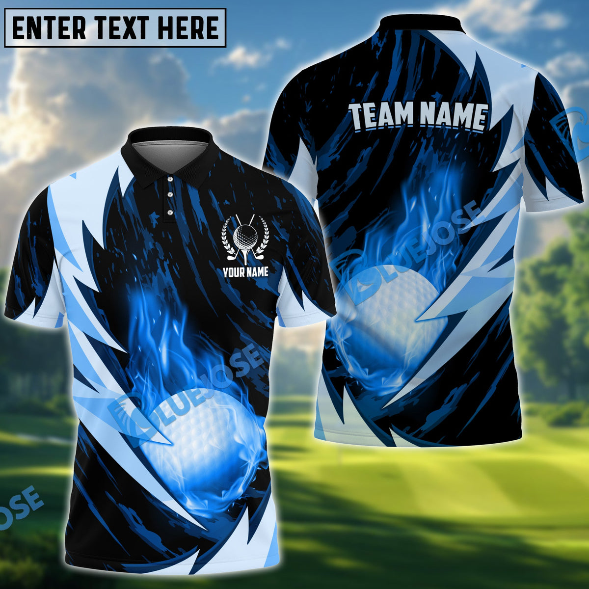 BlueJose Lightning Strike Polo Golf Shirt Customized Name, Team Name 3D Shirts (4 Colors)