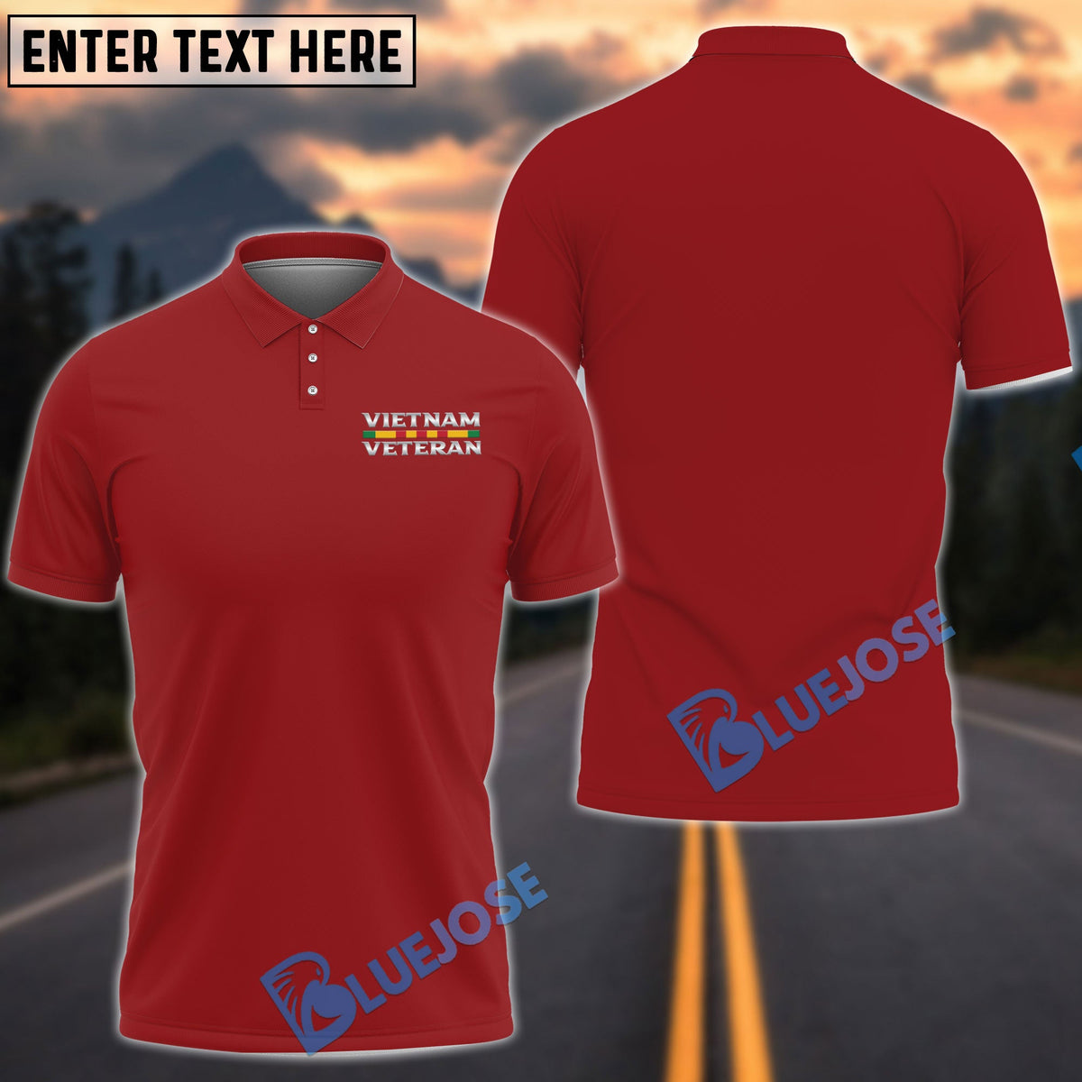BJ Multicolor Unique Vietnam Veteran Polo Shirt