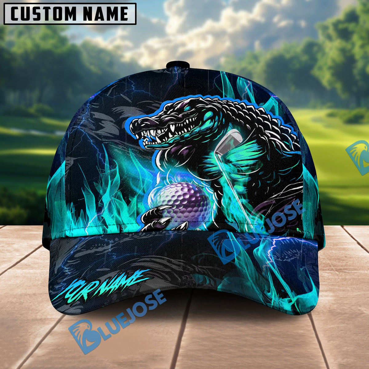 BlueJose Lightning Gator Golf Cap Multicolor Personalized Cap