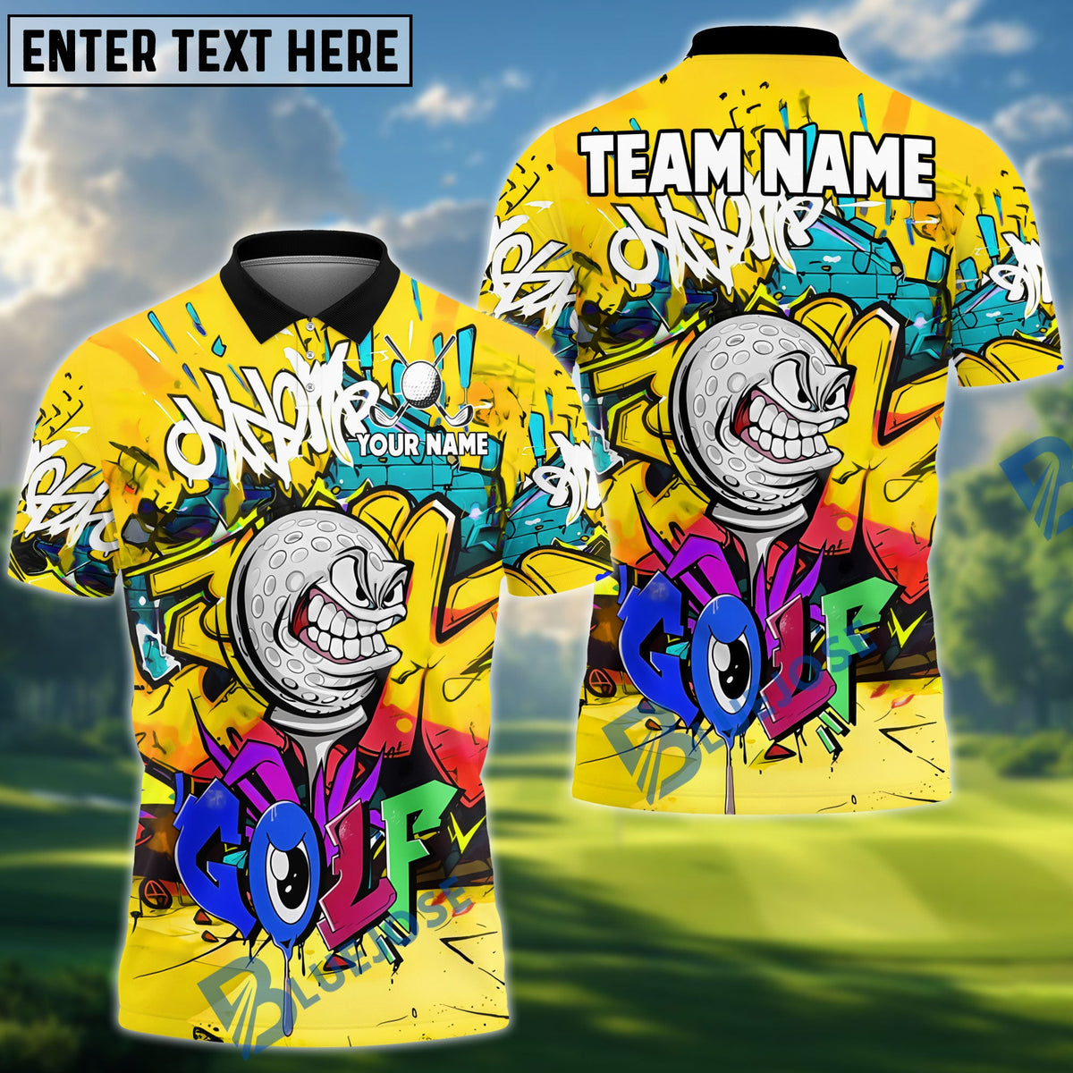 BlueJose Golf Graffiti Angry Golf Ball Art Multicolor Options Personalized Name, Team Name 3D Shirt (4 Colors)