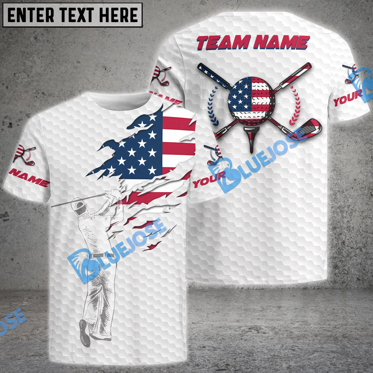 BlueJose Golf Crack Flag Customized Name, Team Name 3D Shirts (3 Colors)