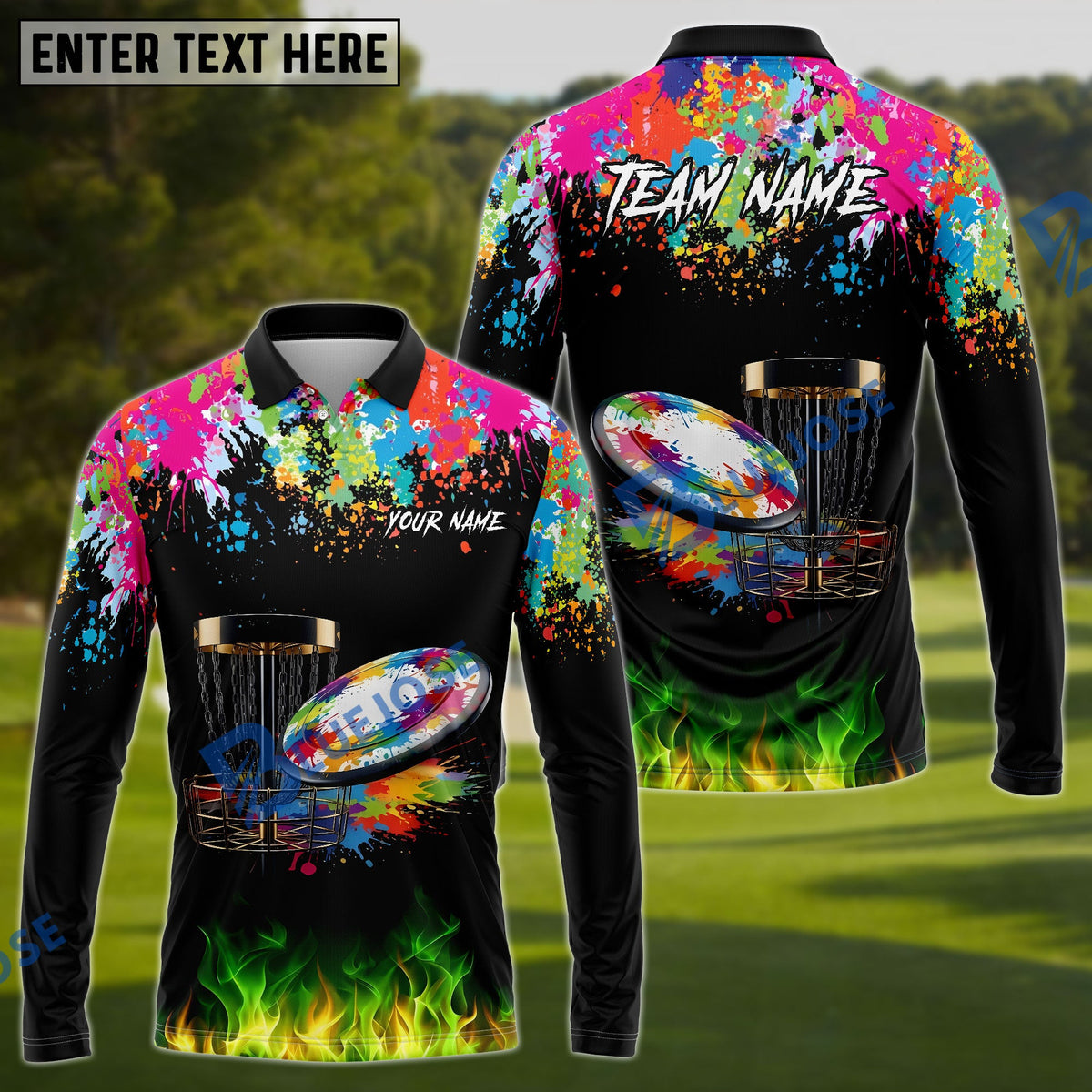 BlueJose Disc Golf Paint Splash Customized Name, Team Name 3D Shirt