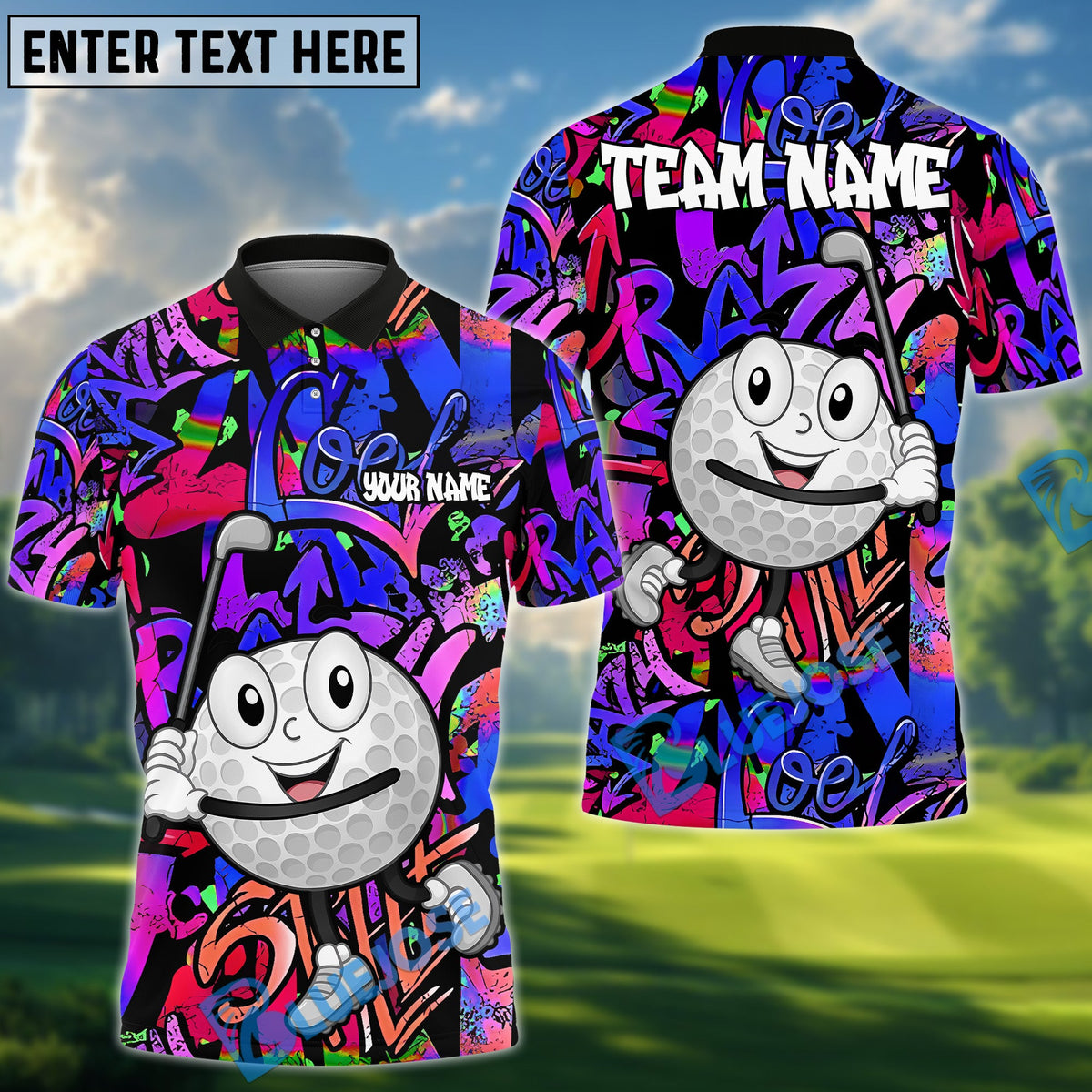 BlueJose Graffiti Street Swing Golf Shirt, Customized Name & Team Name 3D Shirts (4 Colors)