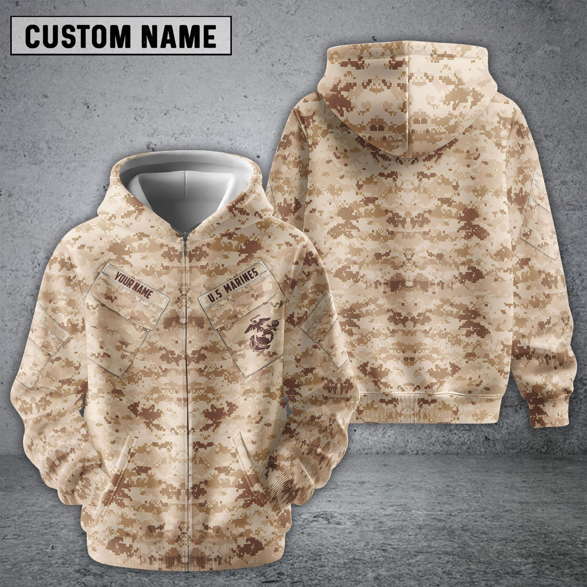 BJ Premium Personalized US Veteran Zip Hoodie