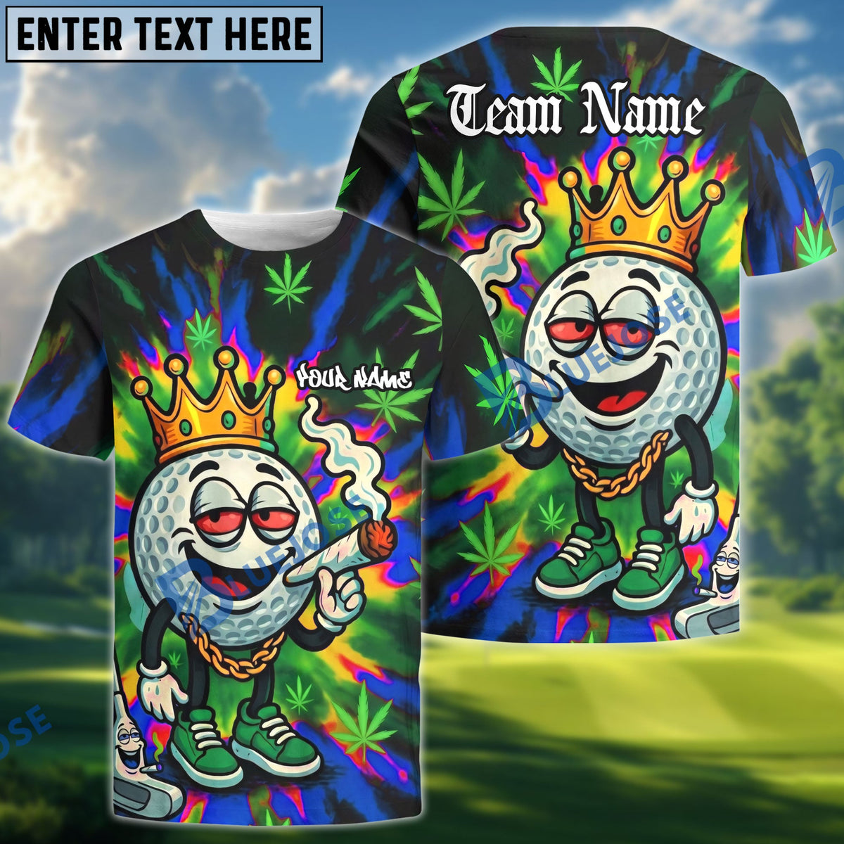 BlueJose Golf 420 King Smoking Ball Personalized Name, Team Name 3D Shirt (4 Colors)