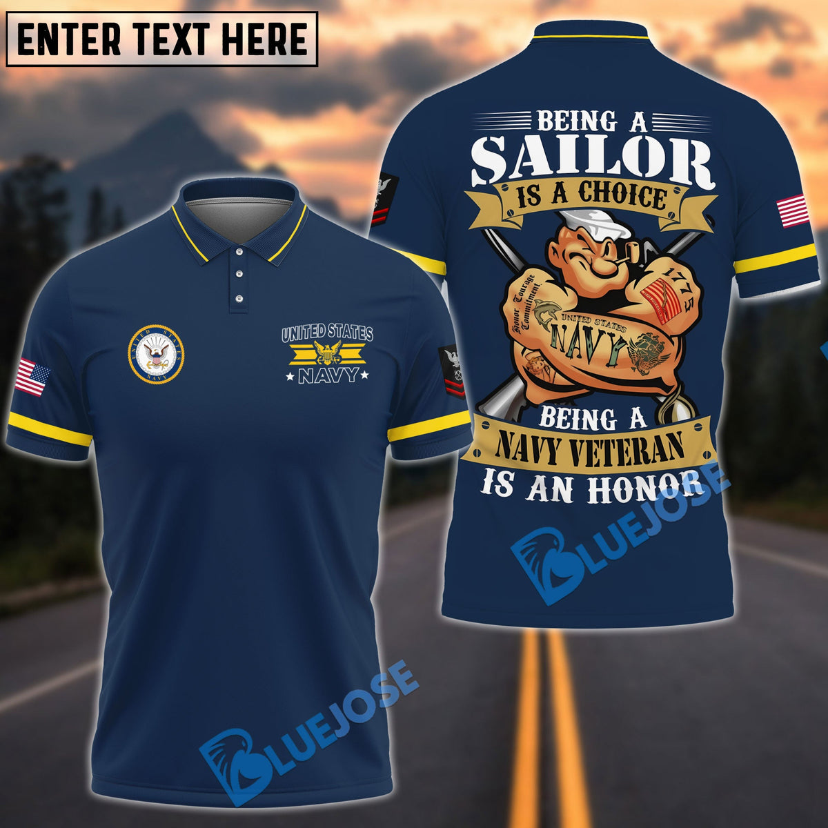 BJ Premium Personalise U.S Multiple Service Veteran Polo Shirt