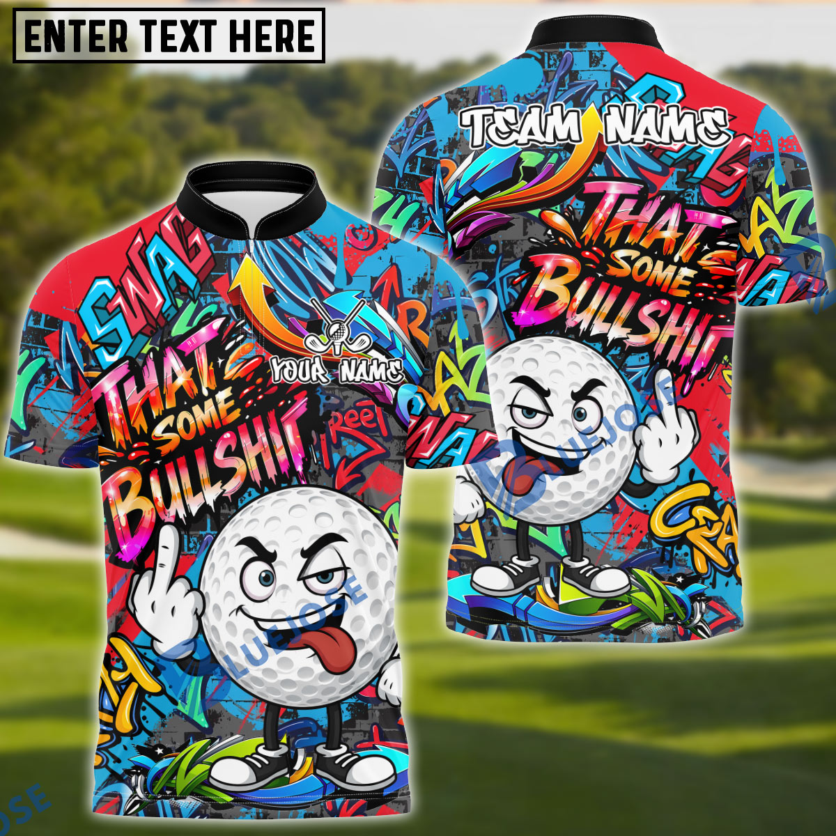 BlueJose Golf Funny Dartboard Cartoon Graffiti Style That's Some Bullshit Personalized Name, Team Name 3D Shirt (4 Colors)
