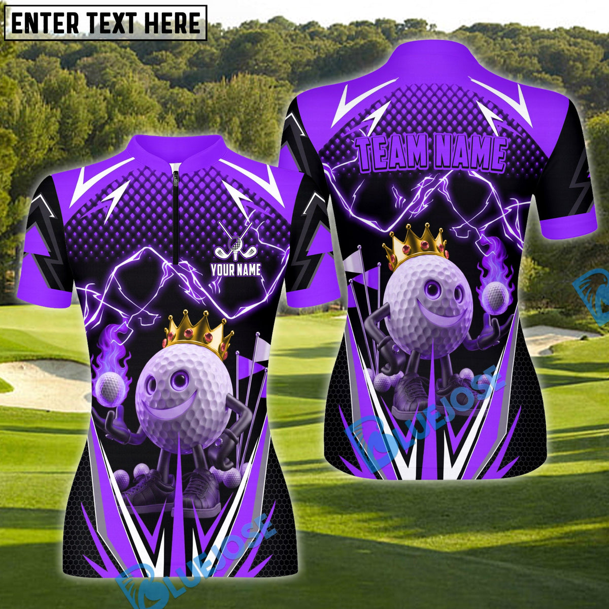 BlueJose Golf Thunder Funny Ball Personalized Name, Team Name 3D Shirt (4 Colors)